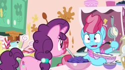 Size: 1920x1080 | Tagged: safe, screencap, cup cake, sugar belle, pony, the big mac question, batter, bowl, faic, food