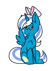 Size: 253x348 | Tagged: safe, artist:kaeltheraptorpony, oc, oc:fleurbelle, alicorn, adorabelle, alicorn oc, bow, chibi, cute, female, hair bow, mare