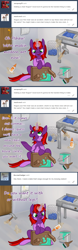 Size: 1280x4100 | Tagged: safe, artist:maplesquidarts, oc, oc:rogue dream, pony, unicorn, chair, female, glue, hammer, magic, mare, solo