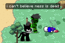 Size: 686x458 | Tagged: safe, pony, earthbound, game screencap, pony town, sans (undertale), undertale