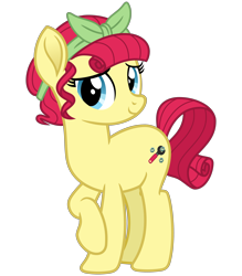 Size: 2800x3200 | Tagged: safe, alternate version, artist:cheezedoodle96, torque wrench, earth pony, pony, rainbow roadtrip, .svg available, atorqueable, bandana, cute, female, headcanon, looking at you, mare, missing accessory, raised hoof, shy, simple background, smiling, solo, svg, transparent background, vector