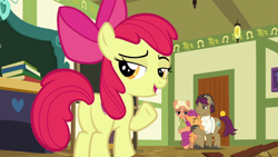 Size: 1920x1080 | Tagged: safe, screencap, apple bloom, mane allgood, scootaloo, snap shutter, pony, the last crusade, butt, plot