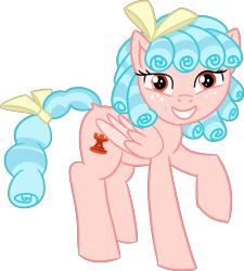 Size: 2932x3262 | Tagged: safe, alternate version, artist:poniidesu, cozy glow, pegasus, pony, blue hair, bow, clothes, cozybetes, curly mane, cute, dock, eyelashes, female, filly, freckles, high res, simple background, solo, transparent background, wings