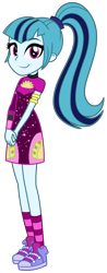 Size: 1468x3738 | Tagged: safe, artist:sketchmcreations, sonata dusk, better together, equestria girls, find the magic, sunset's backstage pass!, clothes, commission, converse, dress, female, looking at you, minidress, ponytail, shoes, simple background, smiling, smirk, sneakers, socks, taco dress, transparent background, vector