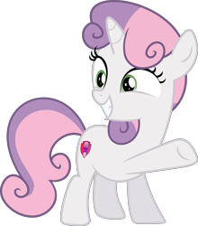 Size: 5000x5682 | Tagged: safe, artist:n0kkun, sweetie belle, pony, unicorn, cute, cutie mark, diasweetes, female, filly, foal, grin, happy, raised hoof, simple background, smiling, solo, the cmc's cutie marks, transparent background, vector