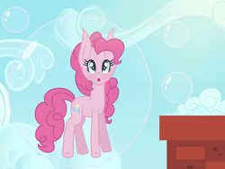 Size: 2000x1502 | Tagged: safe, artist:darbypop1, derpibooru import, pinkie pie, earth pony, pony, bubble, solo