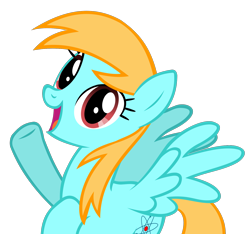 Size: 1600x1500 | Tagged: safe, artist:batbow, oc, oc:particle mare, pegasus, pony, female, immatoonlink, open mouth, particle mare, simple background, smiling, spread wings, transparent background, vector, wings