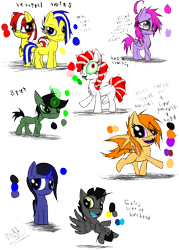 Size: 1000x1400 | Tagged: safe, artist:didun850, oc, oc only, oc:elude, oc:hazy sight, bat pony, earth pony, pegasus, pony, unicorn, bat pony oc, colt, earth pony oc, eye clipping through hair, female, filly, glowing horn, horn, male, messy mane, pegasus oc, simple background, smiling, transparent background, twins, unicorn oc, walking, wings