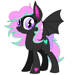 Size: 800x800 | Tagged: safe, artist:auroraswirls, oc, oc only, oc:minty heart, bat pony, pony, bat pony oc, heart, simple background, smiling, solo, transparent background