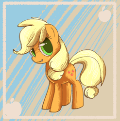 Size: 1932x1953 | Tagged: safe, artist:andromedasparkz, derpibooru import, applejack, earth pony, pony, female, mare, newbie artist training grounds, simple background, smiling, solo, standing