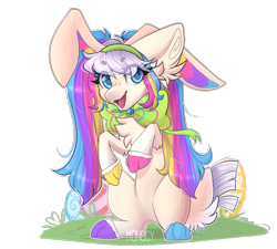 Size: 1282x1152 | Tagged: safe, artist:monogy, oc, oc:funfetti, earth pony, pony, animal costume, bunny costume, clothes, costume, female, mare, simple background, solo, transparent background