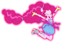 Size: 1200x824 | Tagged: safe, artist:sapphiregamgee, pinkie pie, equestria girls, equestria girls series, forgotten friendship, alternate hairstyle, armpits, arms in the air, boots, clothes, eyes closed, female, gloves, ponied up, pony ears, shoes, simple background, skirt, sleeveless, solo, super ponied up, transparent background