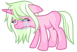 Size: 817x553 | Tagged: safe, artist:cosmic-wonders, oc, oc:cosmic claw, pony, unicorn, crying, female, mare, no cutie marks yet, simple background, solo, transparent background