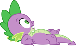 Size: 3567x2170 | Tagged: safe, artist:porygon2z, spike, dragon, lying down, male, open mouth, simple background, solo, transparent background, vector