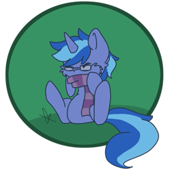 Size: 585x587 | Tagged: artist needed, safe, oc, oc:blue cola, pony, unicorn, clothes, cute, eyes closed, glasses, male, scarf, simple background, sitting, solo, stallion, transparent background