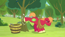 Size: 1920x1080 | Tagged: safe, screencap, big macintosh, pony, going to seed, apple, apple tree, solo, tree