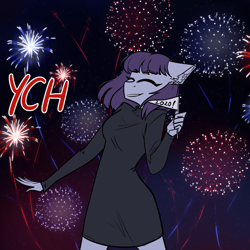 Size: 3607x3607 | Tagged: safe, artist:tyna, anthro, pony, any species, fireworks, new year, ych example