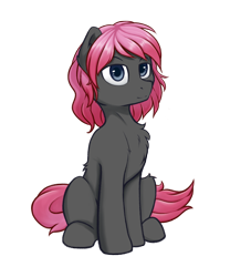 Size: 1000x1200 | Tagged: safe, alternate version, artist:soulfulmirror, derpibooru exclusive, oc, oc only, oc:soulful mirror, earth pony, pony, 2020 community collab, background removed, chest fluff, derpibooru community collaboration, male, pink hair, pink mane, ponysona, simple background, sitting, solo, stallion, transparent background