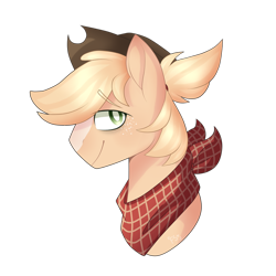 Size: 1024x1024 | Tagged: safe, artist:foxysparkle, derpibooru import, applejack, earth pony, pony, bust, portrait, solo, trans boy, transgender