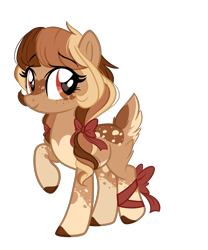 Size: 1826x2197 | Tagged: safe, artist:emberslament, oc, oc only, deer, deer pony, original species, bow, cute, female, hair bow, heart eyes, pigtails, simple background, socks (coat marking), transparent background, wingding eyes