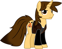 Size: 8751x6958 | Tagged: safe, artist:ejlightning007arts, oc, oc:ej, fox, pony, unicorn, clothes, frown, jacket, looking at you, new design, simple background, transparent background, vector, vest