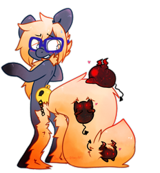 Size: 1472x1586 | Tagged: safe, artist:pomrawr, oc, oc only, pony, bipedal, chest fluff, chubbie, glasses, glowing eyes, hiding, looking back, simple background, transparent background, worried