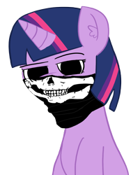 Size: 2406x3000 | Tagged: safe, artist:dashusethetrashcan, twilight sparkle, pony, unicorn, skull mask, solo