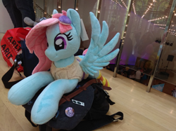 Size: 1054x790 | Tagged: safe, artist:burgunzik, kerfuffle, pony, amputee, galacon 2019, irl, photo, plushie, prosthetic leg, prosthetic limb, prosthetics