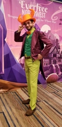 Size: 1610x3302 | Tagged: source needed, safe, thorax, human, bowtie, clothes, convention, cosplay, costume, everfree northwest, everfree northwest 2019, glasses, hat, irl, irl human, king thorax, male, photo, top hat, vest