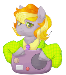 Size: 677x768 | Tagged: safe, artist:importantgreatwake, artist:pigeorgien, oc, clothes, female, mare, radio