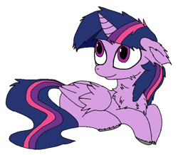 Size: 1024x891 | Tagged: safe, artist:danksailor, twilight sparkle, twilight sparkle (alicorn), alicorn, pony, chest fluff, cute, ear fluff, floppy ears, fluffy, prone, simple background, solo, white background