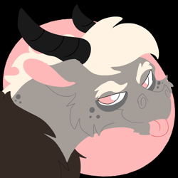 Size: 2000x2000 | Tagged: safe, artist:euspuche, oc, oc only, oc:jengibre, chimera, draconequus, pony, bust, draconequus oc, fluffy, logo, looking at you, male, portrait, solo, tongue out