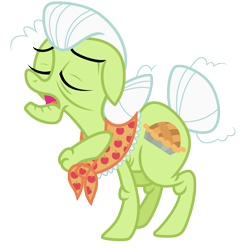 Size: 5518x5774 | Tagged: safe, artist:estories, granny smith, earth pony, pony, absurd resolution, eyes closed, female, hoof on chest, mare, simple background, solo, transparent background, vector