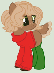 Size: 768x1040 | Tagged: safe, artist:kawaiiwolflady, oc, oc only, oc:holly days (deer), deer, pony, clothes, female, freckles, gray background, simple background, socks, solo, sweater