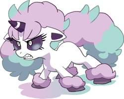 Size: 727x583 | Tagged: safe, artist:nezumi, pony, unicorn, angry, barely pony related, female, galarian ponyta, gritted teeth, pokémon, ponified, ponyta, solo