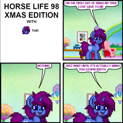 Size: 786x785 | Tagged: safe, artist:juju2143, oc, oc:yuki kagayaki, pony, unicorn, comic, horse life 98, microsoft comic chat, pony town