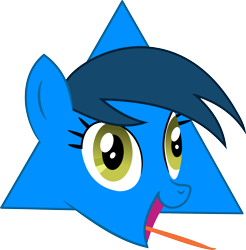 Size: 2740x2780 | Tagged: safe, artist:zsolnaym, oc, oc:triangle mare, pony, female, head only, immatoonlink, mare, open mouth, particle mare, simple background, tongue out, transparent background, triangle, vector