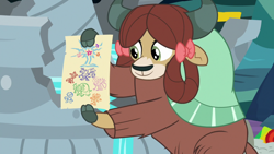 Size: 1920x1080 | Tagged: safe, screencap, gallus, ocellus, sandbar, silverstream, smolder, yona, yak, uprooted, bow, cloven hooves, drawing, female, hair bow, hoof hold, monkey swings, student six, tree of harmony