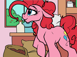 Size: 1428x1070 | Tagged: source needed, safe, artist:smirk, pinkie pie, pony, counter, kitchen, ms paint, solo, window