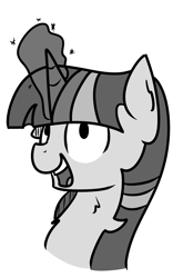 Size: 1000x1600 | Tagged: safe, artist:kippzu, twilight sparkle, pony, black and white, drawthread, grayscale, monochrome, reaction image, solo