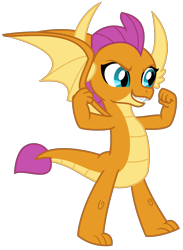 Size: 2291x3138 | Tagged: safe, artist:sketchmcreations, smolder, dragon, uprooted, dragoness, female, flexing, simple background, smiling, solo, transparent background, vector