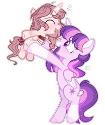 Size: 1280x1528 | Tagged: safe, artist:jisootheartist, twilight sparkle, twilight sparkle (alicorn), oc, oc:sakura evelyn, alicorn, pony, adopted offspring, alicorn oc, alternate design, base used, bipedal, female, filly, mare, mother and child, mother and daughter, parent and child, simple background, transparent background