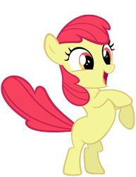 Size: 6000x7763 | Tagged: safe, artist:kingharald, edit, editor:slayerbvc, apple bloom, earth pony, pony, the cutie pox, absurd resolution, accessory-less edit, female, filly, happy, missing accessory, rearing, simple background, solo, transparent background, vector, vector edit