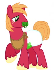 Size: 426x564 | Tagged: artist needed, safe, big macintosh, pony, adult foal, baby, baby macintosh, base used, bib, crybaby, cute, diaper, diaper fetish, fetish, macabetes, male, mental regression, pacifier, solo, stock vector