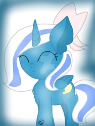 Size: 774x1032 | Tagged: safe, artist:stardustshimmer24, oc, oc:fleurbelle, alicorn, adorabelle, adorable face, alicorn oc, bow, chibi, cute, deviantart stamp, female, hair bow, mare, watermark