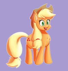 Size: 1351x1416 | Tagged: safe, artist:ikarooz, derpibooru import, applejack, earth pony, pony, cowboy hat, female, hat, mare, simple background, smiling, solo, stetson