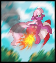 Size: 1147x1280 | Tagged: safe, artist:ambunny, cheerilee, earth pony, pony, burned, burned butt, butt, crying, female, fire, fuse, literal butthurt, mare, pain, plot, rocket, tears of pain