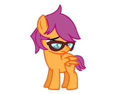 Size: 1024x768 | Tagged: safe, artist:turnaboutart, scootaloo, scooteroll, pegasus, pony, base used, colt, cutie mark, female, filly, glasses, looking down, male, rule 63, sad, simple background, the cmc's cutie marks, transparent background