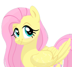 Size: 1920x1800 | Tagged: safe, artist:kabuvee, fluttershy, pegasus, pony, female, folded wings, looking at you, mare, simple background, smiling, solo, three quarter view, transparent background, wings