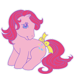 Size: 700x700 | Tagged: safe, derpibooru import, pinkie pie, surprise, earth pony, pony, g1, g4, cute, diapinkes, g4 to g1, generation leap, official, rainbow squad, retro, ribbon, simple background, sitting, solo, transparent background, vector